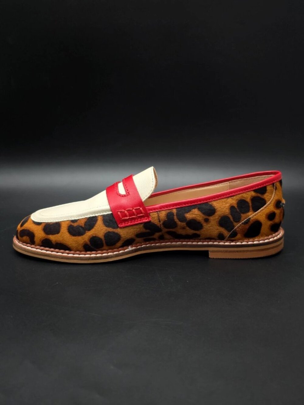 Boden Nya White Leopard Red Slip-on Penny Loafers Women's Size US 8 EU 39 NEW - Picture 8 of 12